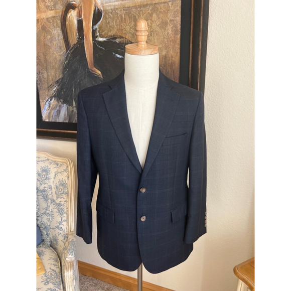 Brooks Brothers Jackets & Blazers - Men's Brooks Brothers Blazer, Navy Blue Plaid, Size 40S